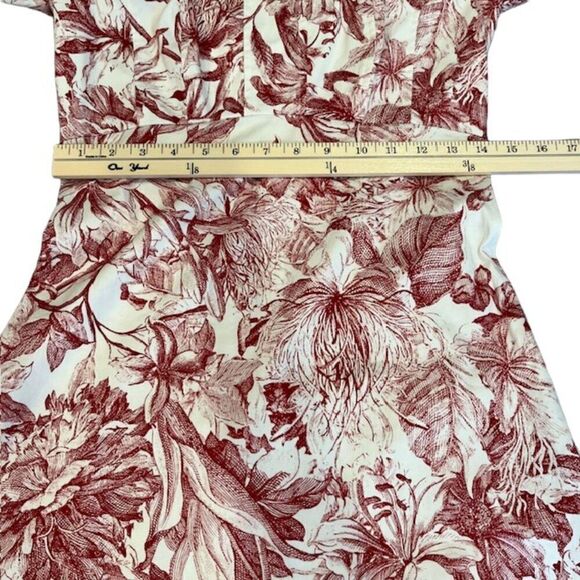 Petersyn Lilah Dress in Perth Long Puff Sleeve Zip Back Mini Red White Size XS - Picture 12 of 15